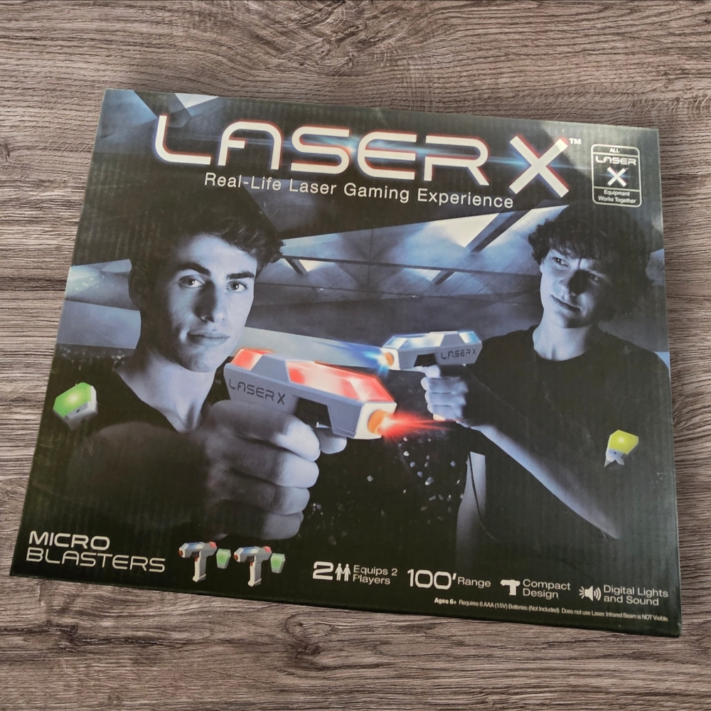 LASER X Two Player Laser Gaming Set, Multi, 2 Laser units with 2 Arms Receivers